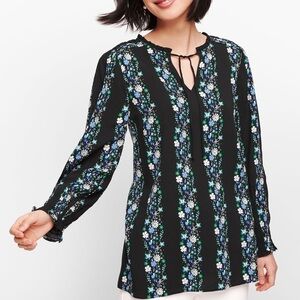 Talbots Tie Neck Floral Top - XS